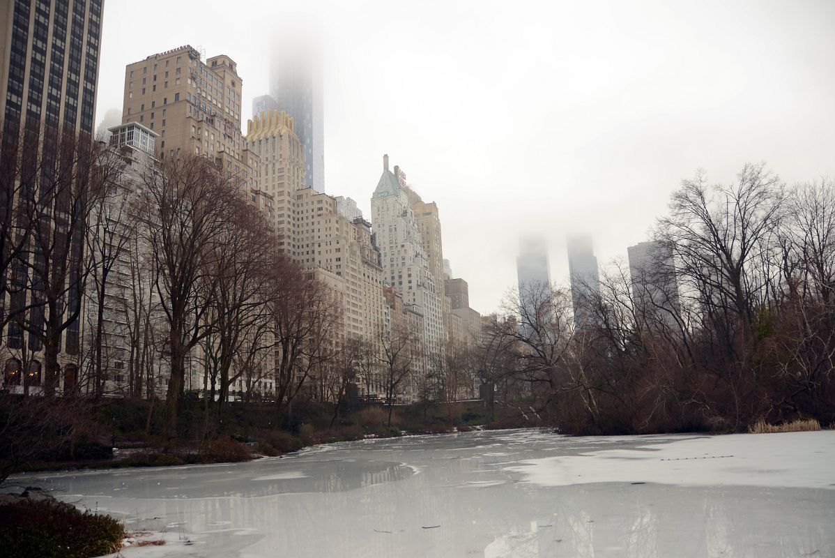 11F The Ice Covered Pond In Central Park Southeast On An Overcast Day In February Looking Toward Columbus Circle